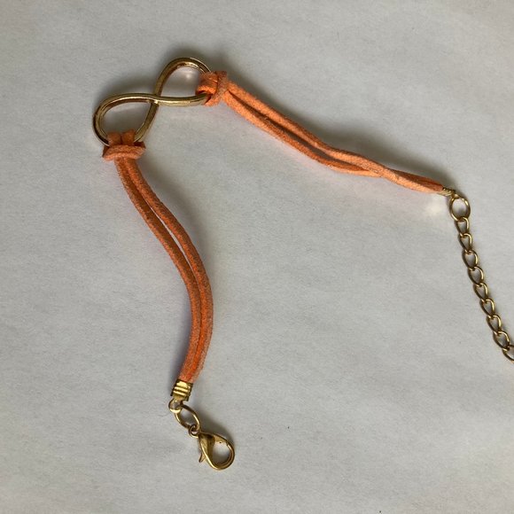 NWT Gold Infinity Charm Bracelet – Double-Stranded, Choose Orange or Lime Green - Picture 2 of 5